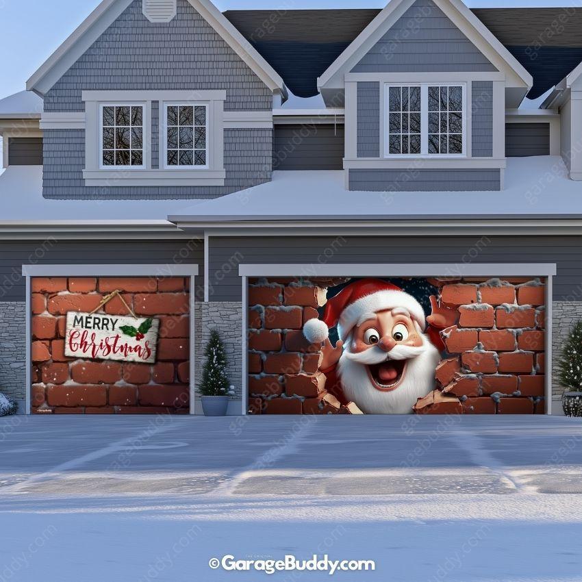Santa's Surprise | Christmas Garage Door Cover - Image 14