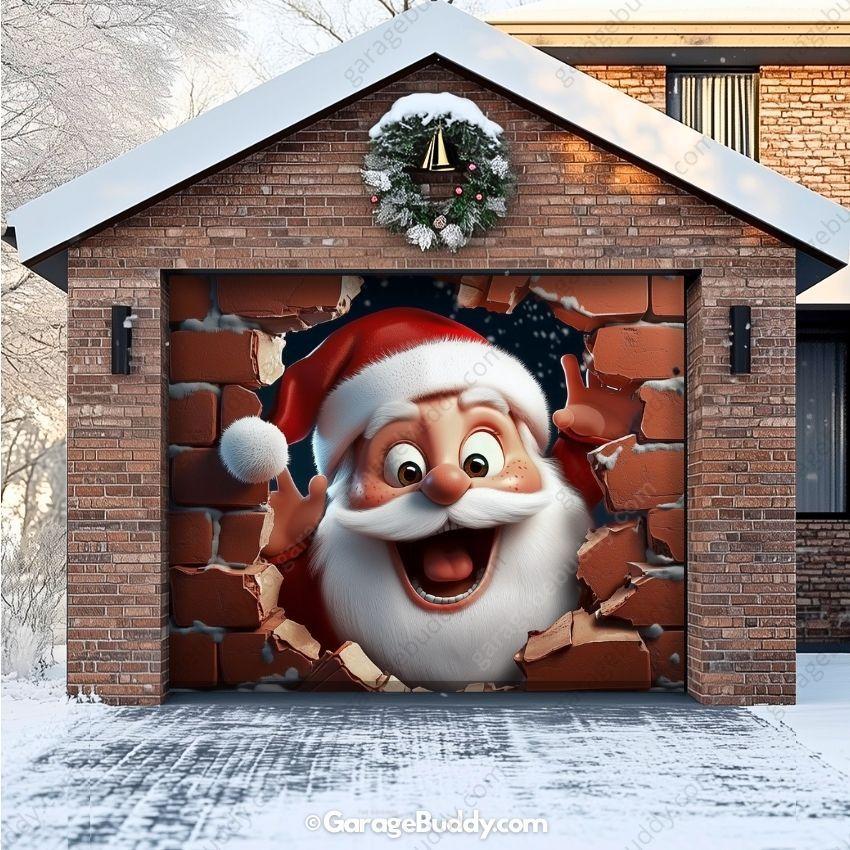Santa's Surprise | Christmas Garage Door Cover - Image 15