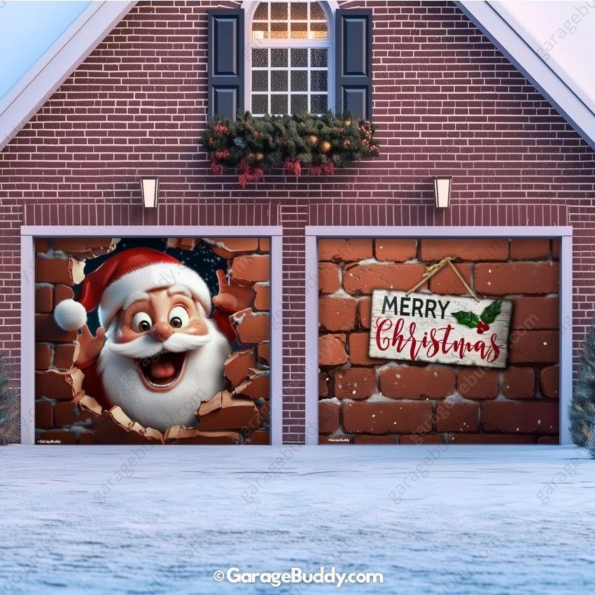 Santa's Surprise | Christmas Garage Door Cover - Image 3