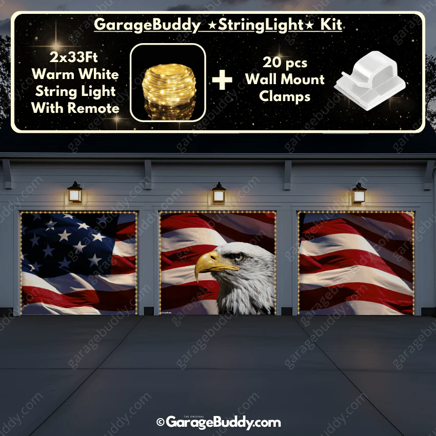 American Bald Eagle & US Flag | Patriotic Garage Door Cover - Image 14