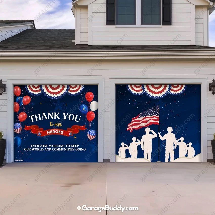 Thank You Heroes | Patriotic Garage Door Cover - Image 3