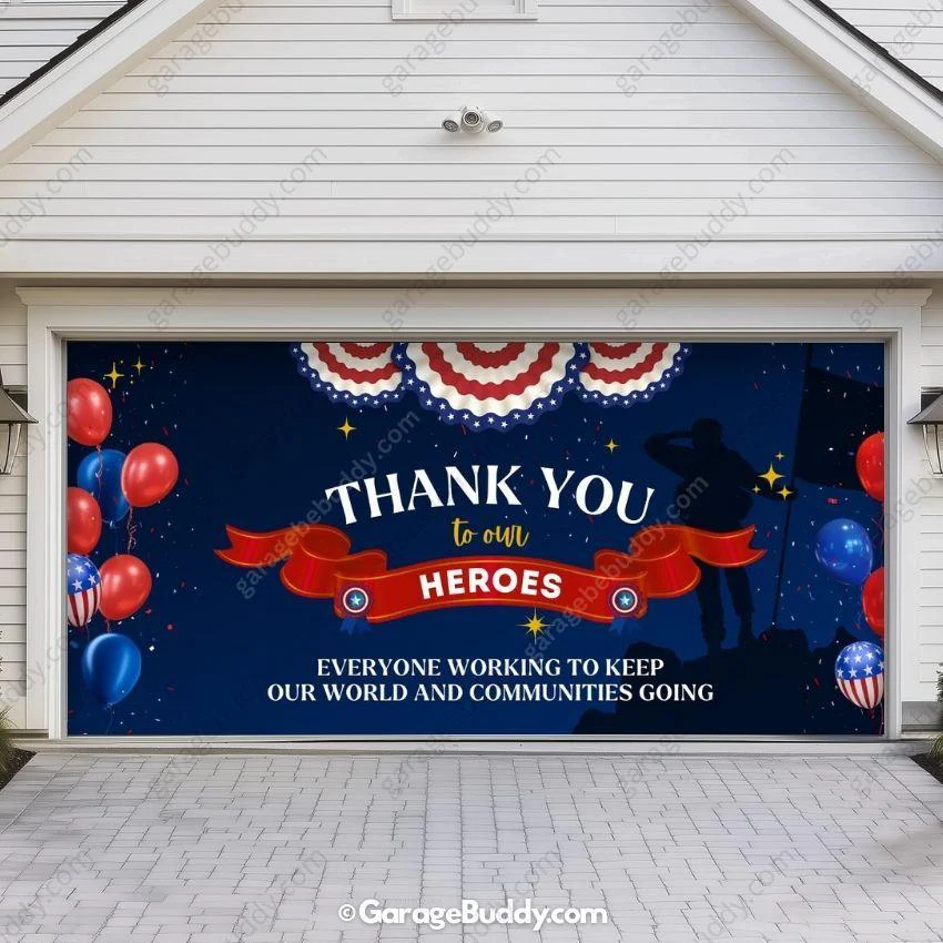 Thank You Heroes | Patriotic Garage Door Cover - Image 5
