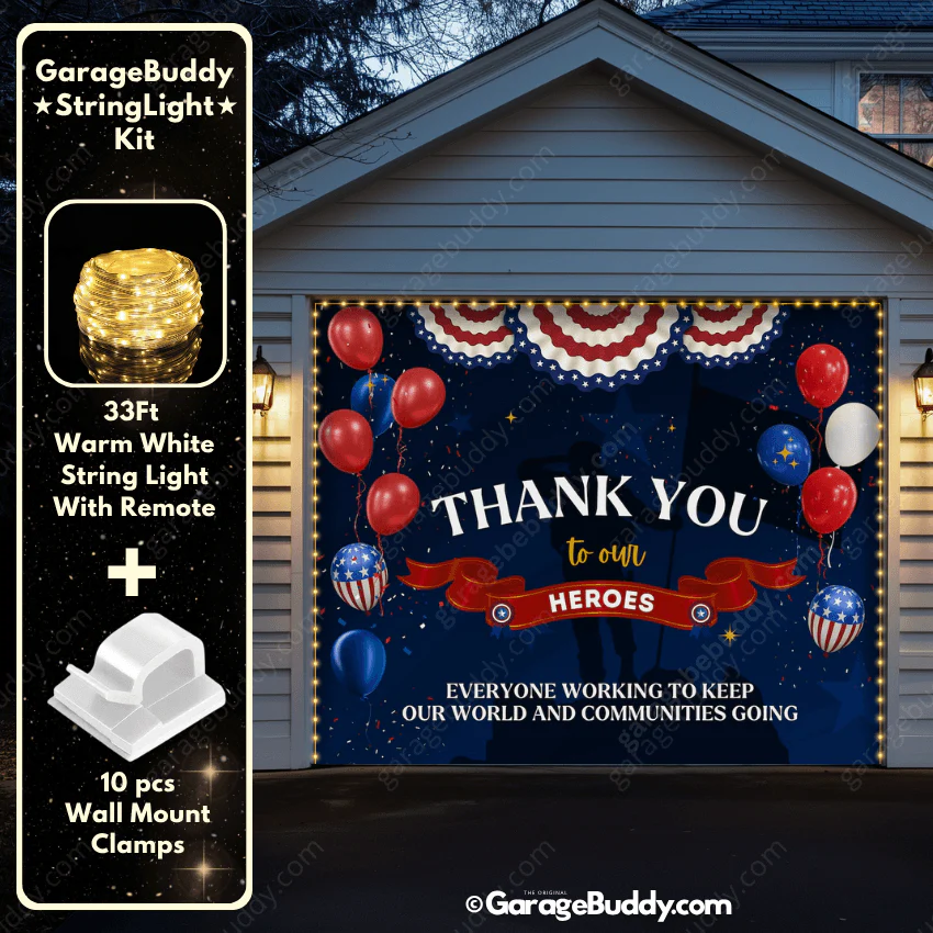 Thank You Heroes | Patriotic Garage Door Cover - Image 8