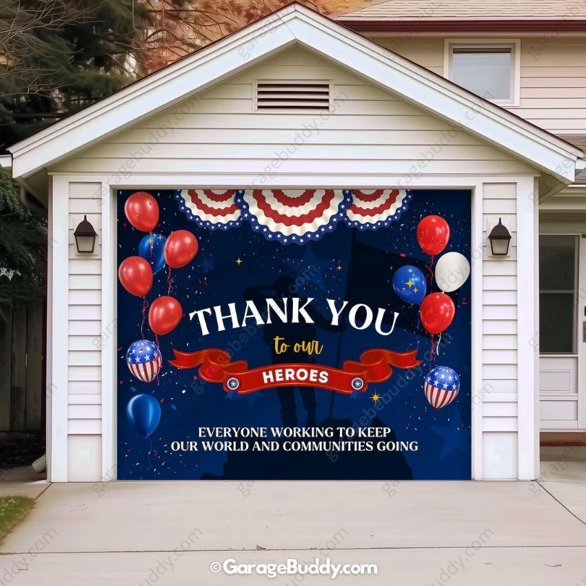 Thank You Heroes | Patriotic Garage Door Cover - Image 9