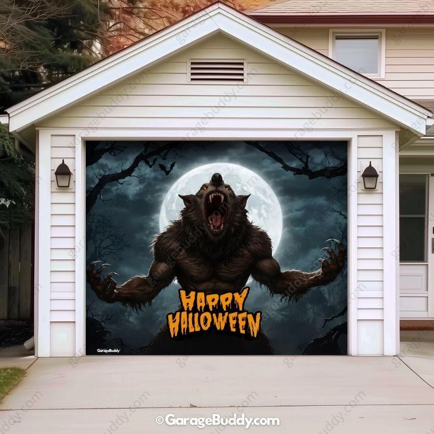 Werewolf Scene | Halloween Garage Door Cover - Image 13