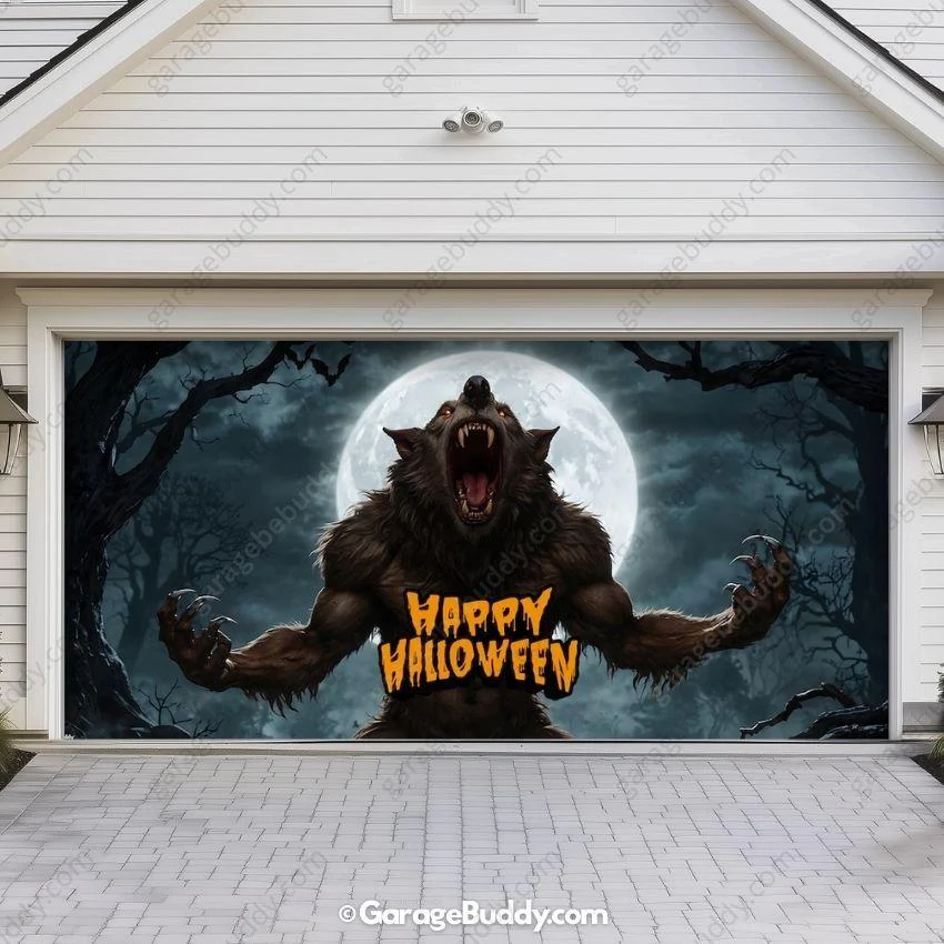 Werewolf Scene | Halloween Garage Door Cover - Image 6