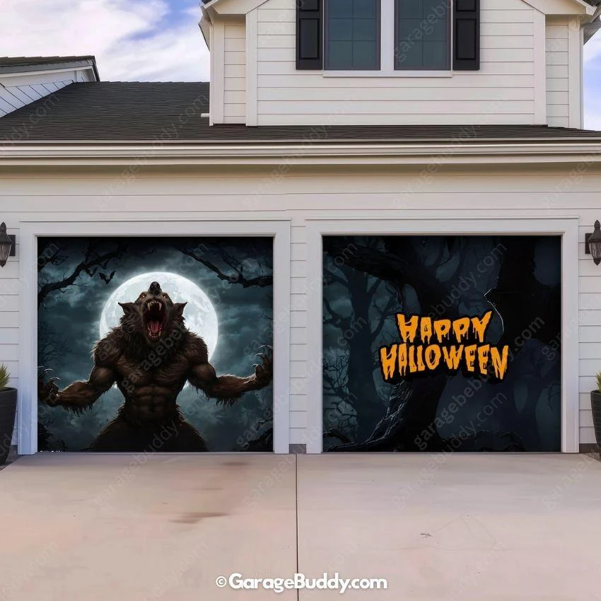 Werewolf Scene | Halloween Garage Door Cover - Image 7